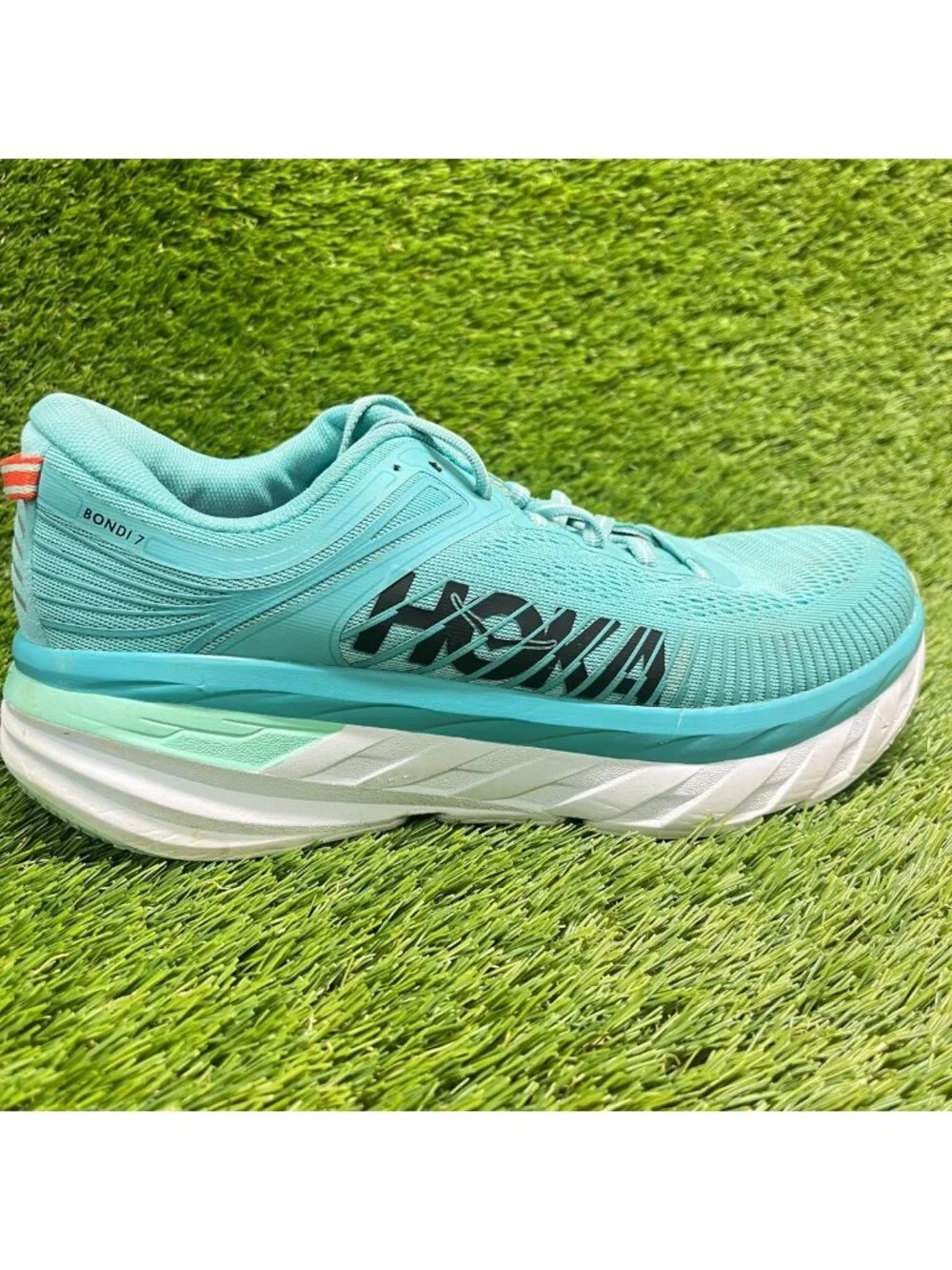 Hoka One One Bondi 7 Womens Size 9 Blue Black Athletic Running Shoes Sneakers